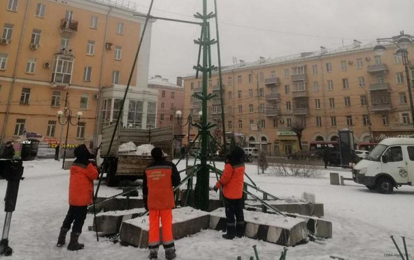 В Рязани начали собирать новогоднюю елку еще на одной главной площади