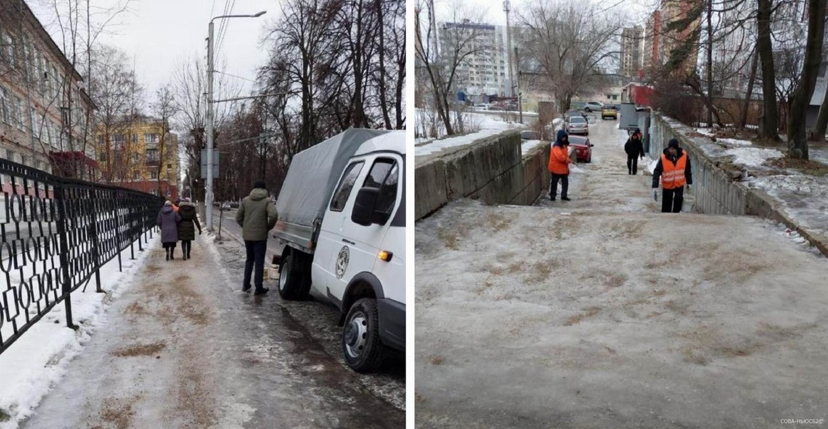 В понедельник 70 коммунальщиков убирали лед и снег на улицах Рязани