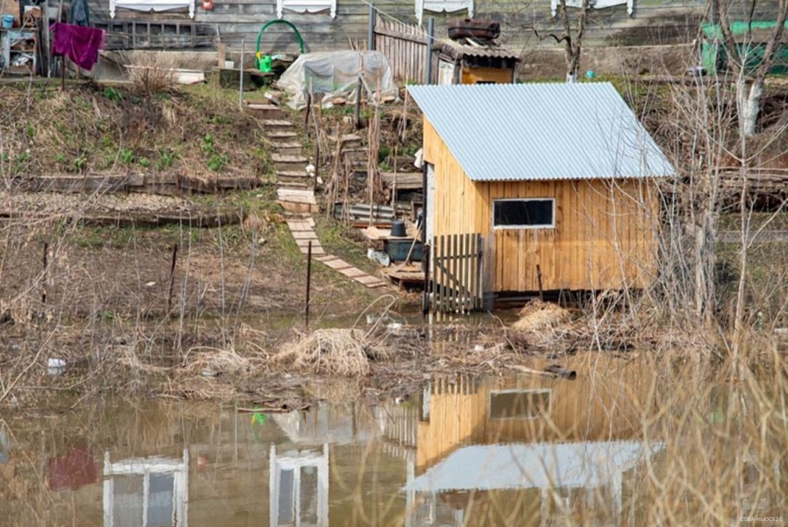 Из-за паводка на Оке подтопило два приусадебных участка в рязанском поселке Остров